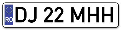 Placuta inmatriculare numar auto  DJ-22-MHH, DJ 22 MHH, DJ22MHH