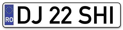 Placuta inmatriculare numar auto  DJ-22-SHI, DJ 22 SHI, DJ22SHI