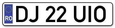 Placuta inmatriculare numar auto  DJ-22-UIO, DJ 22 UIO, DJ22UIO