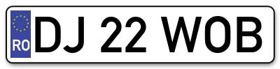 Placuta inmatriculare numar auto  DJ-22-WOB, DJ 22 WOB, DJ22WOB