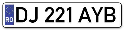 Placuta inmatriculare numar auto  DJ-221-AYB, DJ 221 AYB, DJ221AYB