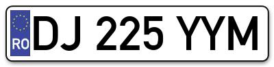 Placuta inmatriculare numar auto  DJ-225-YYM, DJ 225 YYM, DJ225YYM