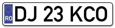 Placuta inmatriculare numar auto  DJ-23-KCO, DJ 23 KCO, DJ23KCO