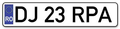 Placuta inmatriculare numar auto  DJ-23-RPA, DJ 23 RPA, DJ23RPA