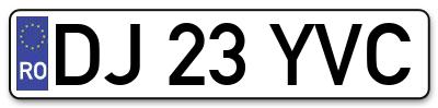 Placuta inmatriculare numar auto  DJ-23-YVC, DJ 23 YVC, DJ23YVC