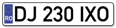 Placuta inmatriculare numar auto  DJ-230-IXO, DJ 230 IXO, DJ230IXO