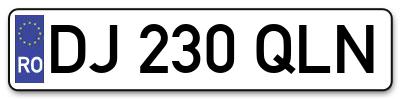 Placuta inmatriculare numar auto  DJ-230-QLN, DJ 230 QLN, DJ230QLN