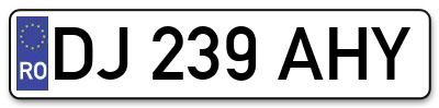 Placuta inmatriculare numar auto  DJ-239-AHY, DJ 239 AHY, DJ239AHY