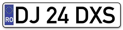 Placuta inmatriculare numar auto  DJ-24-DXS, DJ 24 DXS, DJ24DXS