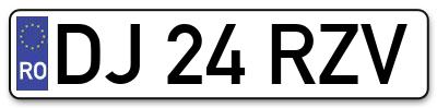 Placuta inmatriculare numar auto  DJ-24-RZV, DJ 24 RZV, DJ24RZV