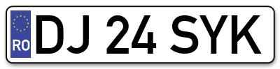 Placuta inmatriculare numar auto  DJ-24-SYK, DJ 24 SYK, DJ24SYK