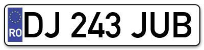 Placuta inmatriculare numar auto  DJ-243-JUB, DJ 243 JUB, DJ243JUB