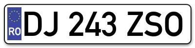 Placuta inmatriculare numar auto  DJ-243-ZSO, DJ 243 ZSO, DJ243ZSO