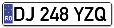 Placuta inmatriculare numar auto  DJ-248-YZQ, DJ 248 YZQ, DJ248YZQ