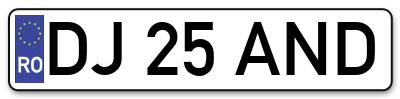 Placuta inmatriculare numar auto  DJ-25-AND, DJ 25 AND, DJ25AND