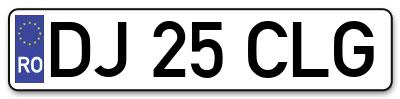 Placuta inmatriculare numar auto  DJ-25-CLG, DJ 25 CLG, DJ25CLG