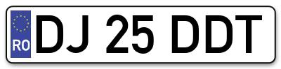Placuta inmatriculare numar auto  DJ-25-DDT, DJ 25 DDT, DJ25DDT