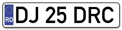 Placuta inmatriculare numar auto  DJ-25-DRC, DJ 25 DRC, DJ25DRC