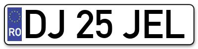 Placuta inmatriculare numar auto  DJ-25-JEL, DJ 25 JEL, DJ25JEL
