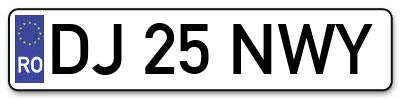 Placuta inmatriculare numar auto  DJ-25-NWY, DJ 25 NWY, DJ25NWY