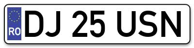 Placuta inmatriculare numar auto  DJ-25-USN, DJ 25 USN, DJ25USN