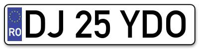 Placuta inmatriculare numar auto  DJ-25-YDO, DJ 25 YDO, DJ25YDO