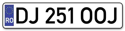 Placuta inmatriculare numar auto  DJ-251-OOJ, DJ 251 OOJ, DJ251OOJ