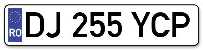 Placuta inmatriculare numar auto  DJ-255-YCP, DJ 255 YCP, DJ255YCP