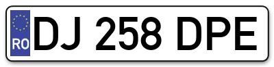 Placuta inmatriculare numar auto  DJ-258-DPE, DJ 258 DPE, DJ258DPE