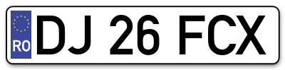 Placuta inmatriculare numar auto  DJ-26-FCX, DJ 26 FCX, DJ26FCX