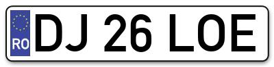 Placuta inmatriculare numar auto  DJ-26-LOE, DJ 26 LOE, DJ26LOE