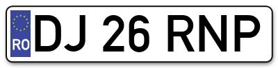 Placuta inmatriculare numar auto  DJ-26-RNP, DJ 26 RNP, DJ26RNP