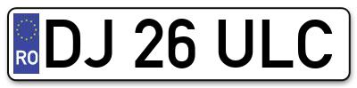Placuta inmatriculare numar auto  DJ-26-ULC, DJ 26 ULC, DJ26ULC