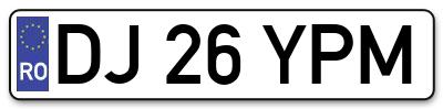 Placuta inmatriculare numar auto  DJ-26-YPM, DJ 26 YPM, DJ26YPM