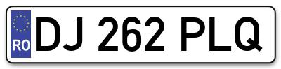 Placuta inmatriculare numar auto  DJ-262-PLQ, DJ 262 PLQ, DJ262PLQ