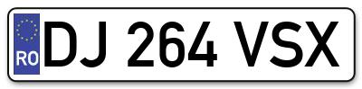 Placuta inmatriculare numar auto  DJ-264-VSX, DJ 264 VSX, DJ264VSX