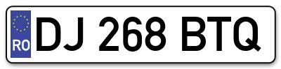 Placuta inmatriculare numar auto  DJ-268-BTQ, DJ 268 BTQ, DJ268BTQ