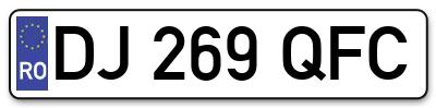 Placuta inmatriculare numar auto  DJ-269-QFC, DJ 269 QFC, DJ269QFC