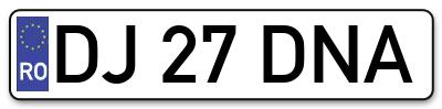Placuta inmatriculare numar auto  DJ-27-DNA, DJ 27 DNA, DJ27DNA