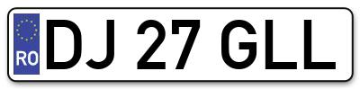 Placuta inmatriculare numar auto  DJ-27-GLL, DJ 27 GLL, DJ27GLL