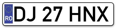 Placuta inmatriculare numar auto  DJ-27-HNX, DJ 27 HNX, DJ27HNX