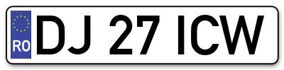 Placuta inmatriculare numar auto  DJ-27-ICW, DJ 27 ICW, DJ27ICW