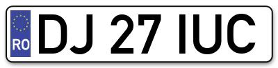 Placuta inmatriculare numar auto  DJ-27-IUC, DJ 27 IUC, DJ27IUC