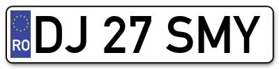 Placuta inmatriculare numar auto  DJ-27-SMY, DJ 27 SMY, DJ27SMY
