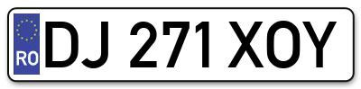 Placuta inmatriculare numar auto  DJ-271-XOY, DJ 271 XOY, DJ271XOY
