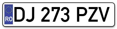 Placuta inmatriculare numar auto  DJ-273-PZV, DJ 273 PZV, DJ273PZV