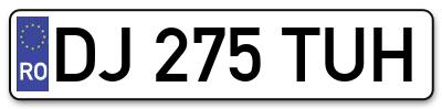 Placuta inmatriculare numar auto  DJ-275-TUH, DJ 275 TUH, DJ275TUH