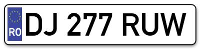 Placuta inmatriculare numar auto  DJ-277-RUW, DJ 277 RUW, DJ277RUW