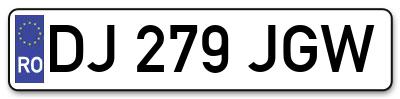 Placuta inmatriculare numar auto  DJ-279-JGW, DJ 279 JGW, DJ279JGW