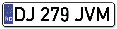 Placuta inmatriculare numar auto  DJ-279-JVM, DJ 279 JVM, DJ279JVM